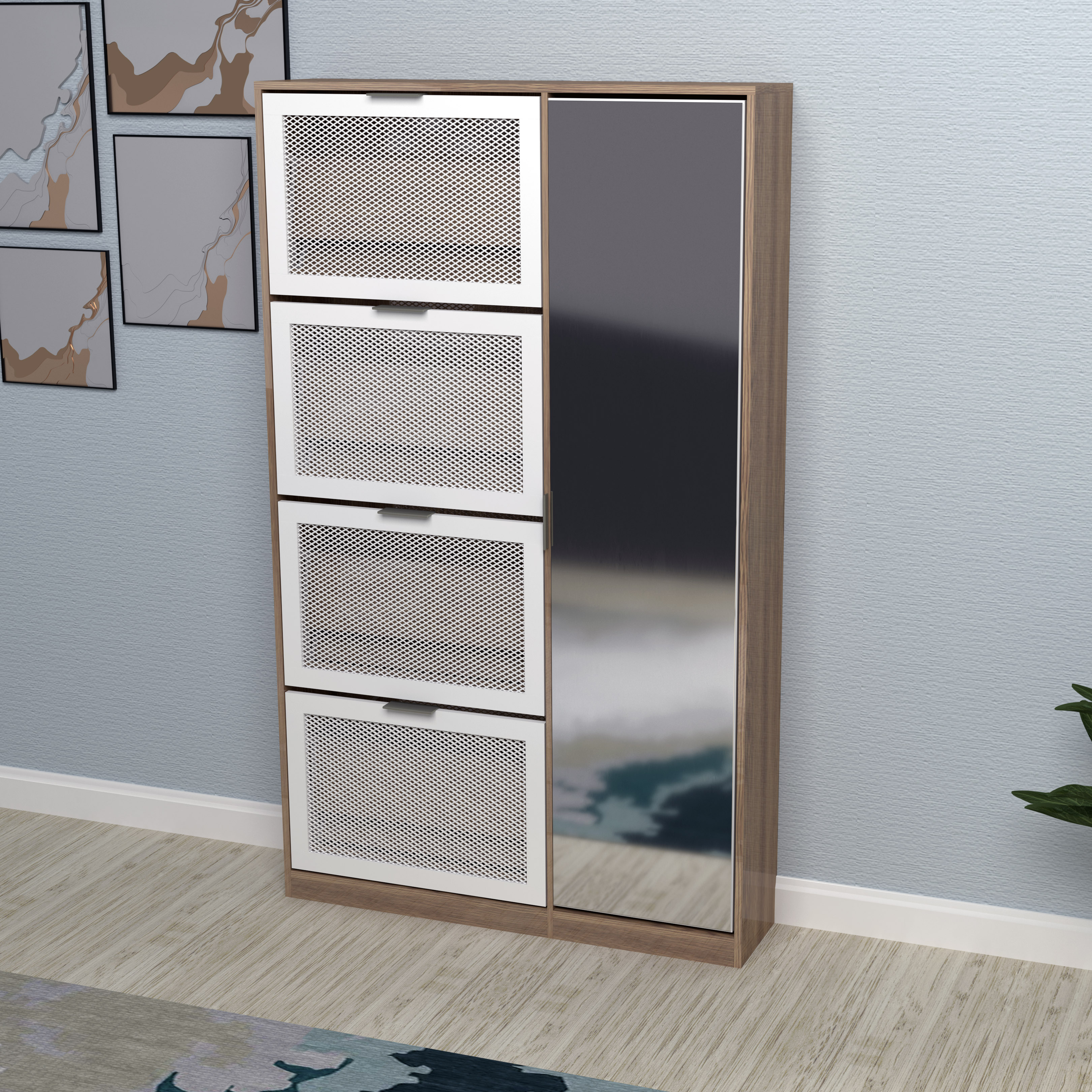 Double Row shoes Mirror Shoe Sliding Door Shoe