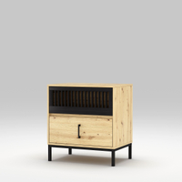 Modern MDF Bamboo Nightstand Bedside Table with 2 Drawers